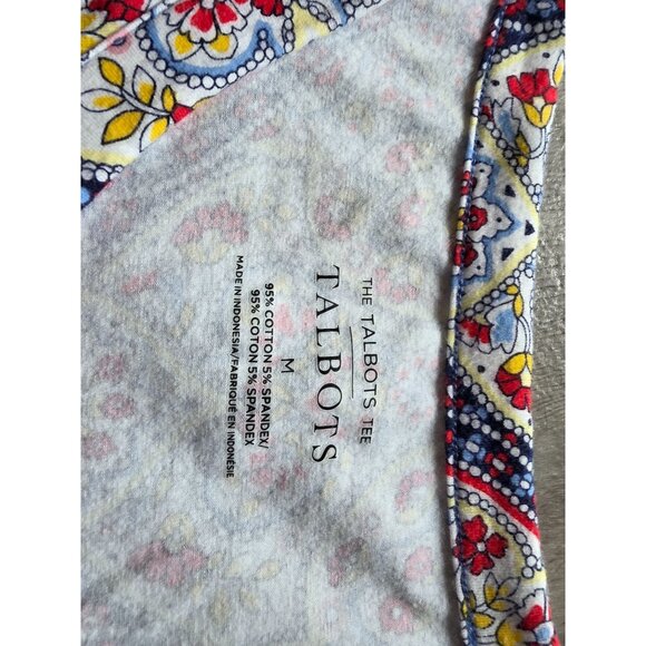 Talbots Womens Short Sleeve Colorful Paisley Print Tee M Rainbow - Picture 4 of 7